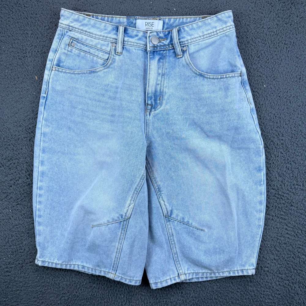 Rise Supply Co Womens Size 9 Light Wash‎ Baggy Denim Jorts High Rise Shorts